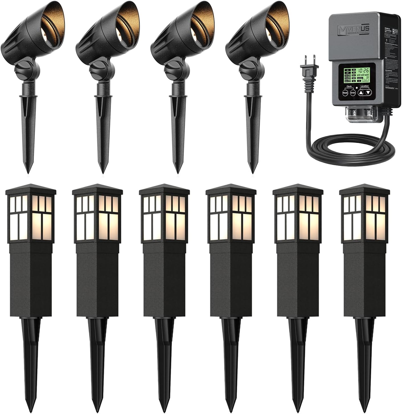VENUS MANUFACTURING 10PK Outdoor Low Voltage Landscape Lights Kits with 60W Low Voltage