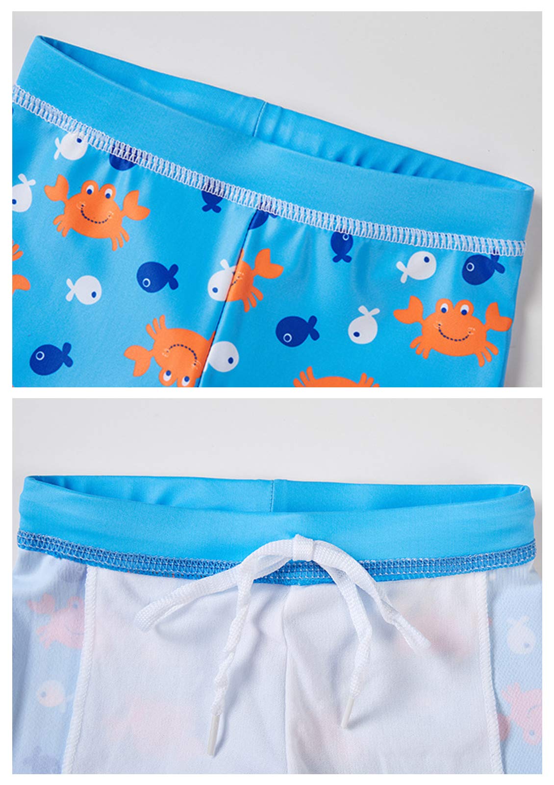 Happy Cherry - Maillot de Bain Garçon 2 Pièces T-Shirt Manches Courtes + Short de Bain avec Bonnet de Bain Costume de Natation Anti-UV 1-7 Ans