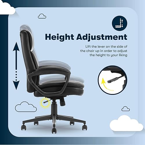Miniatura 5 de Serta Comfort Ergo - Silla de oficina ejecutiva, diseño ergonómico de respaldo medio con soporte lumbar, cojín de asiento de doble capa semipelado,