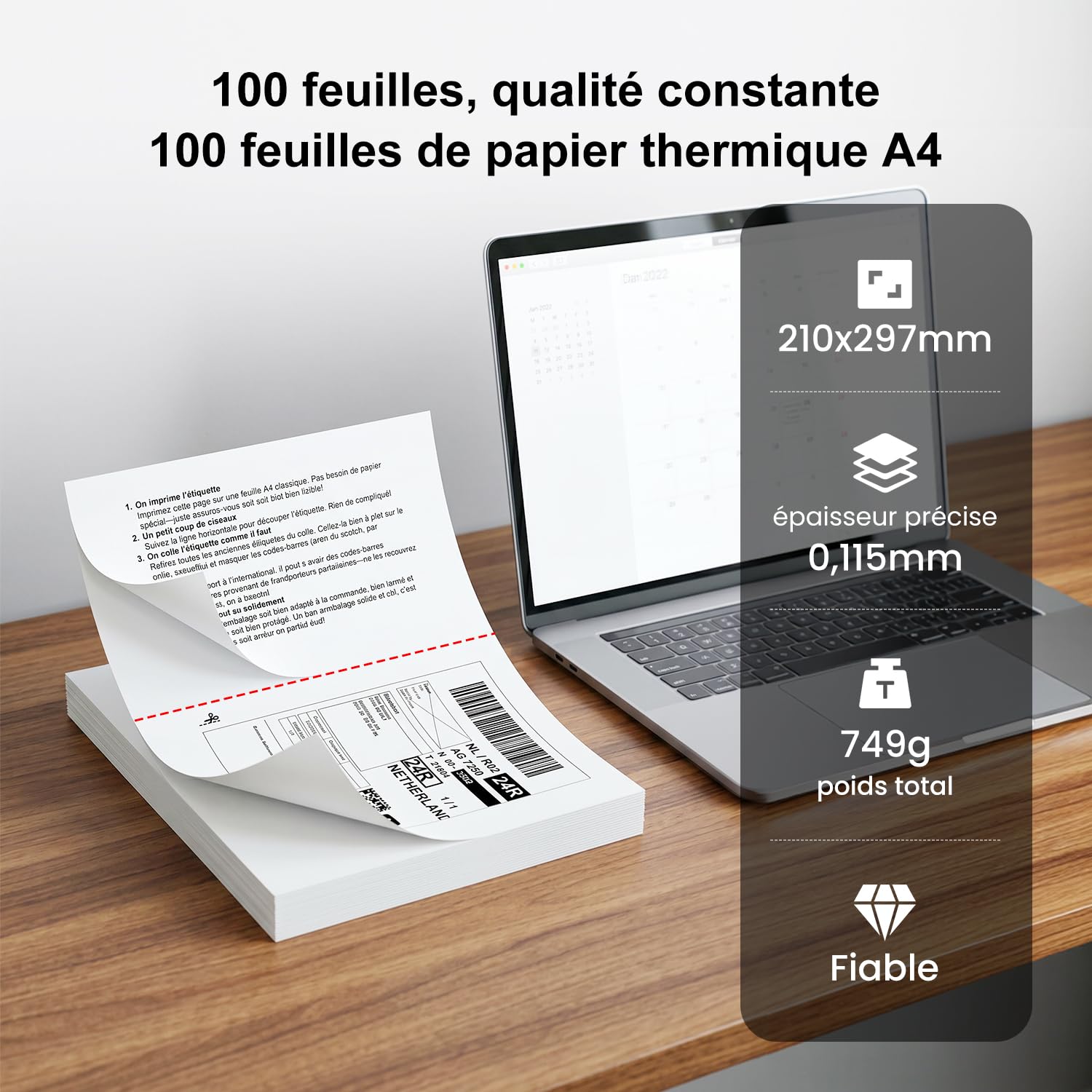 TATTMUSE Une imprimante Portable Rose et 100 étiquettes