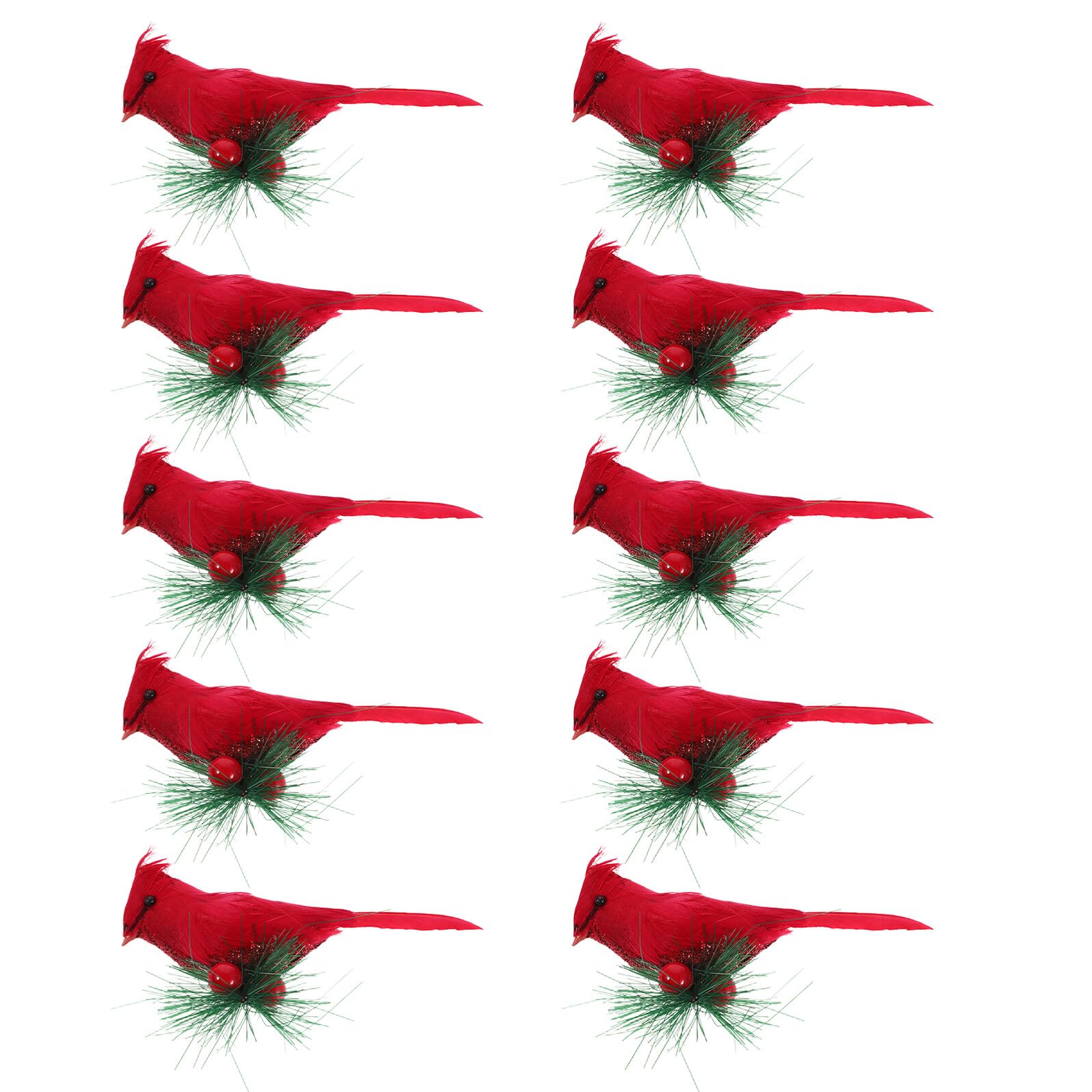 10pezzi Decorazioni per Albero di Natale con Uccellini Cardinali Rossi Clip Piccoli Ornamenti in Schiuma per Casa Uccelli Artificiali Realistici per Decorazioni Natalizie