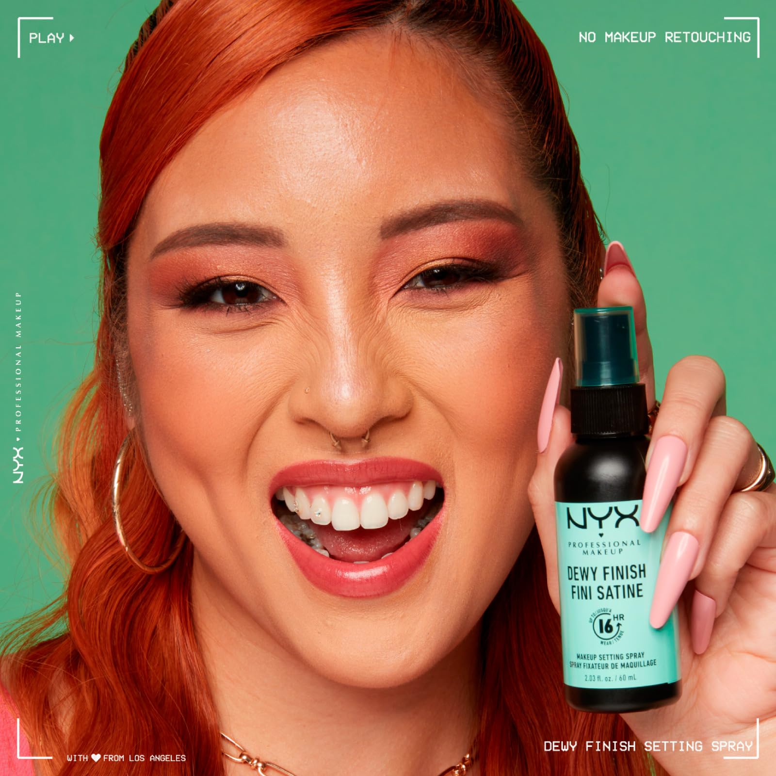 NYX Professional Makeup Spray Fissante Makeup Dewy Finish Maxi Formato Lunga Tenuta 16h Effetto Luminoso Anti-Sbavature Formula Leggera No Transfer Vegana - 2 Flaconi da 180ml