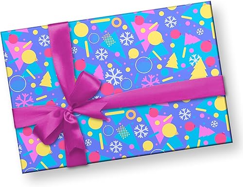 Miniatura 3 de Totally Awesome - Papel de regalo de Navidad de los años 80 y 90, envoltura de regalo retro, casete mixto retroceso para amantes de VHS (formas de