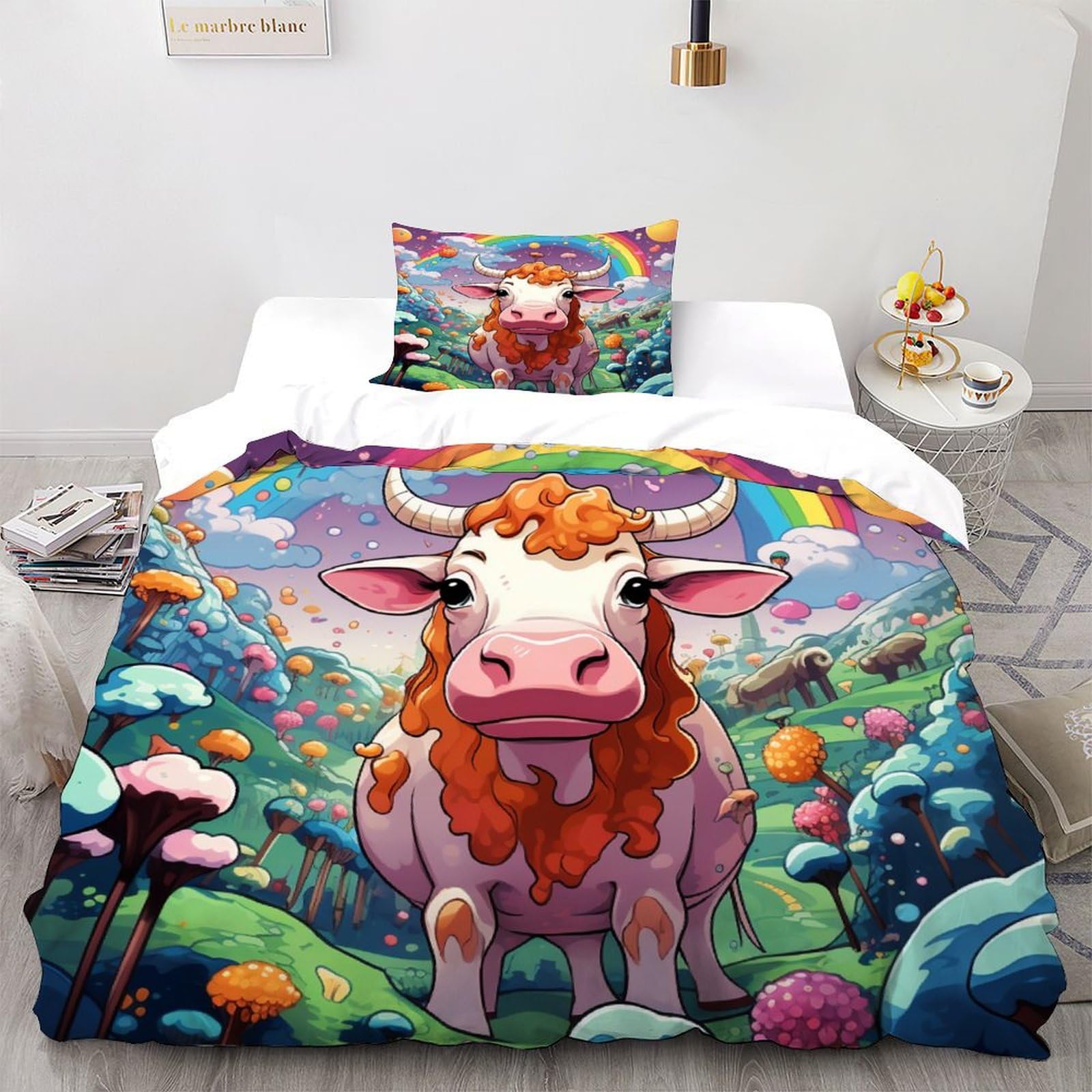 Housse de couette 3D vache en microfibre pour relooker une chambre d'enfant