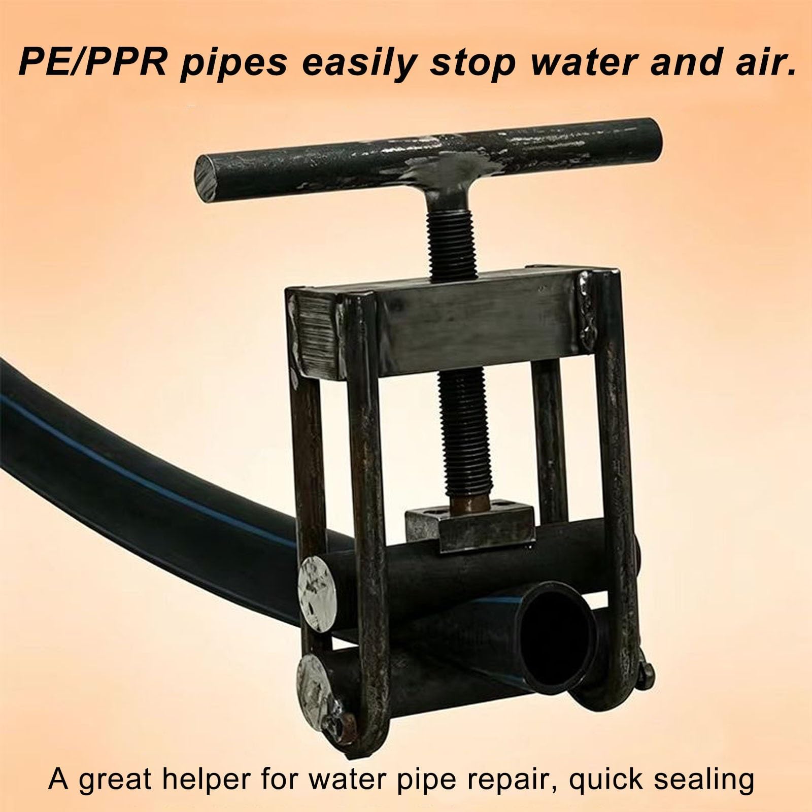Abquetschwerkzeug, Presswerkzeug for Sanitärinstallationen, Rohrschelle | Massiver Stahl, gute Klemmwirkung, verlängerter Drehgriff, for PVC/PPR/PE/PP-Wasserrohre mit Durchmessern von 0–32 mm