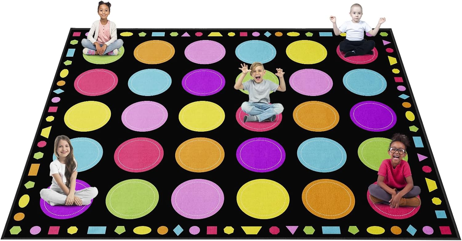 Booooom Jackson Classroom Rug Colorful Seating Classroom Carpet Elementary, Preshool Rug for School, Colorful Class Rug Classroom Area Rug Educational Rug (10.5 x 13 ft, BC014-MacaronCircle-Plus) BC014-MacaronCircle-Plus 13'x10'5''