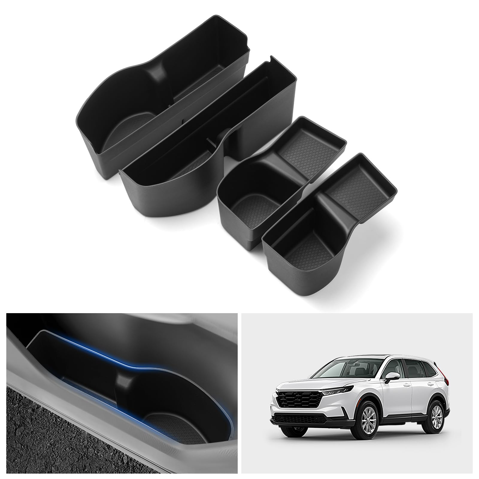 Shademax 4PCS Car Door Tray Organizer for Honda CRV CR-V Accessories 2023 2024 2025 2026 Car Front and Rear Door Slot Pocket Tray Organizer CRV Door