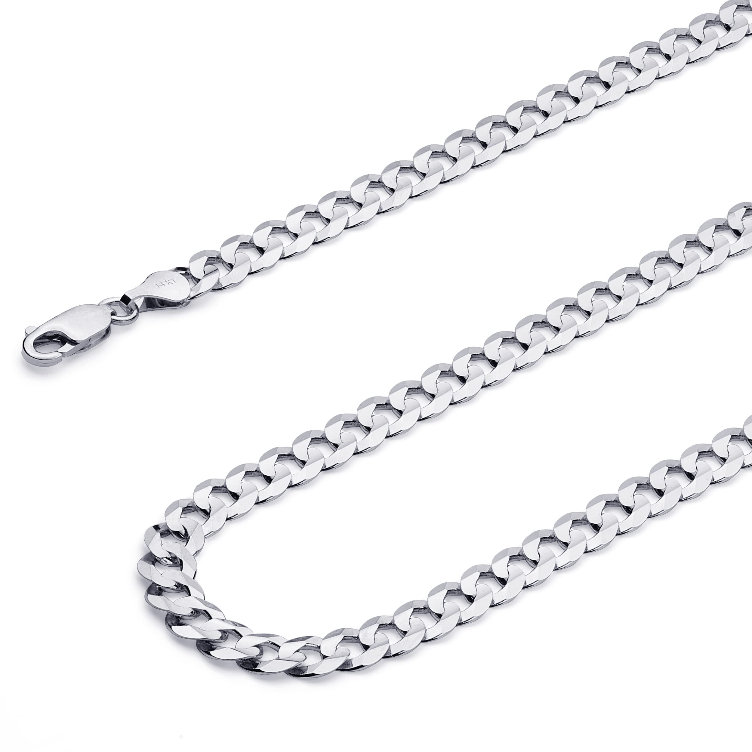 Wellingsale 14K Solid Gold Cuban Link Curb Chains