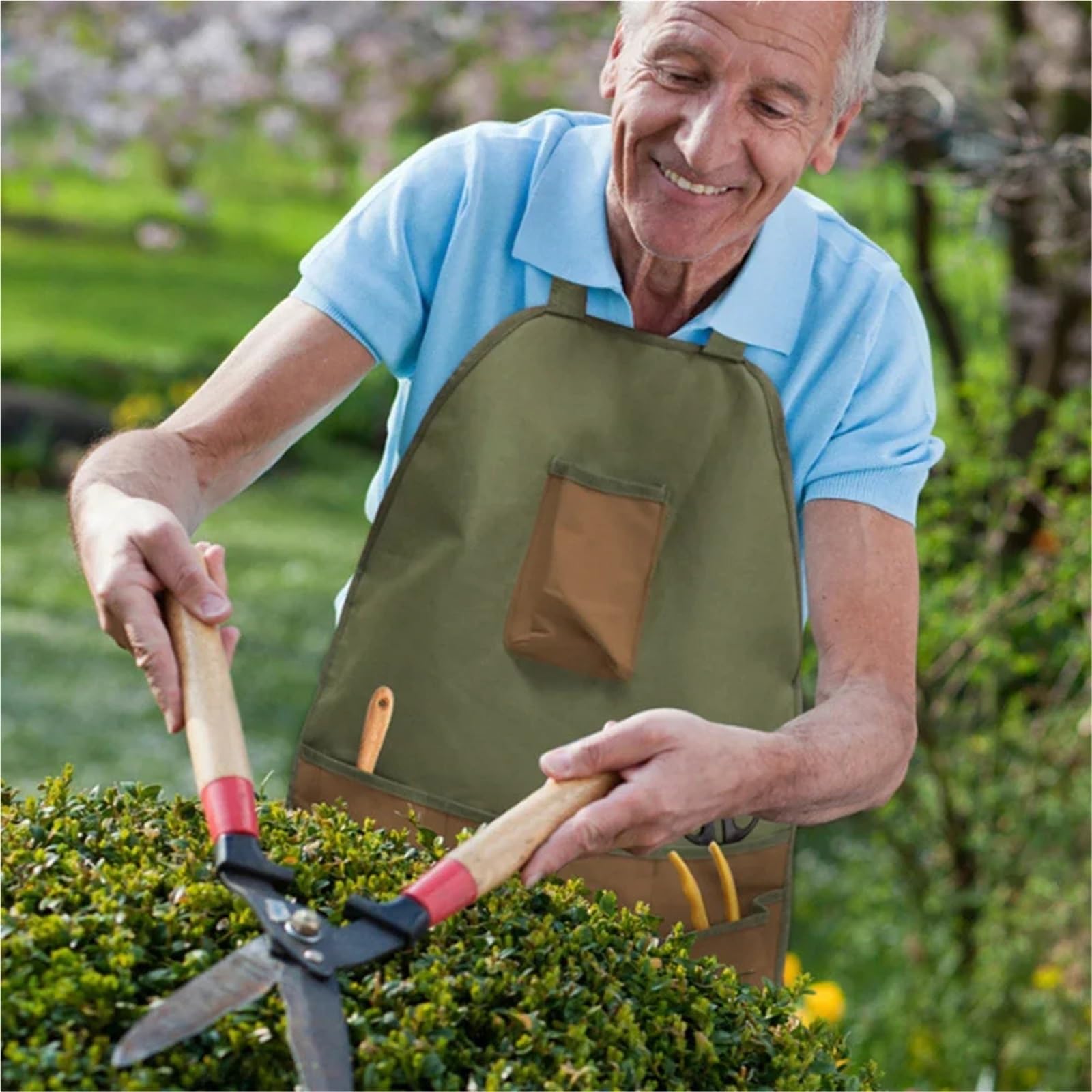 Tablier Cuir Tabliers de jardinage, tabliers travail avec plusieurs poches, à outils en tissu Oxford, réglables for la maison et le jardin, hommes femmes