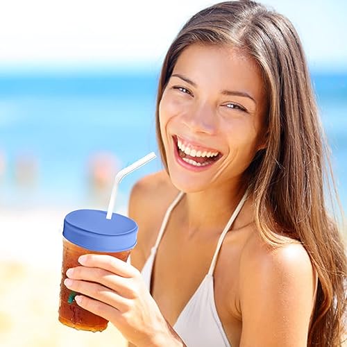 Miniatura 2 de 8 fundas para bebidas con protección contra el alcohol, tapas de silicona con pajilla, 4 colores, regalos para hijas, niñas universitarias y mujeres