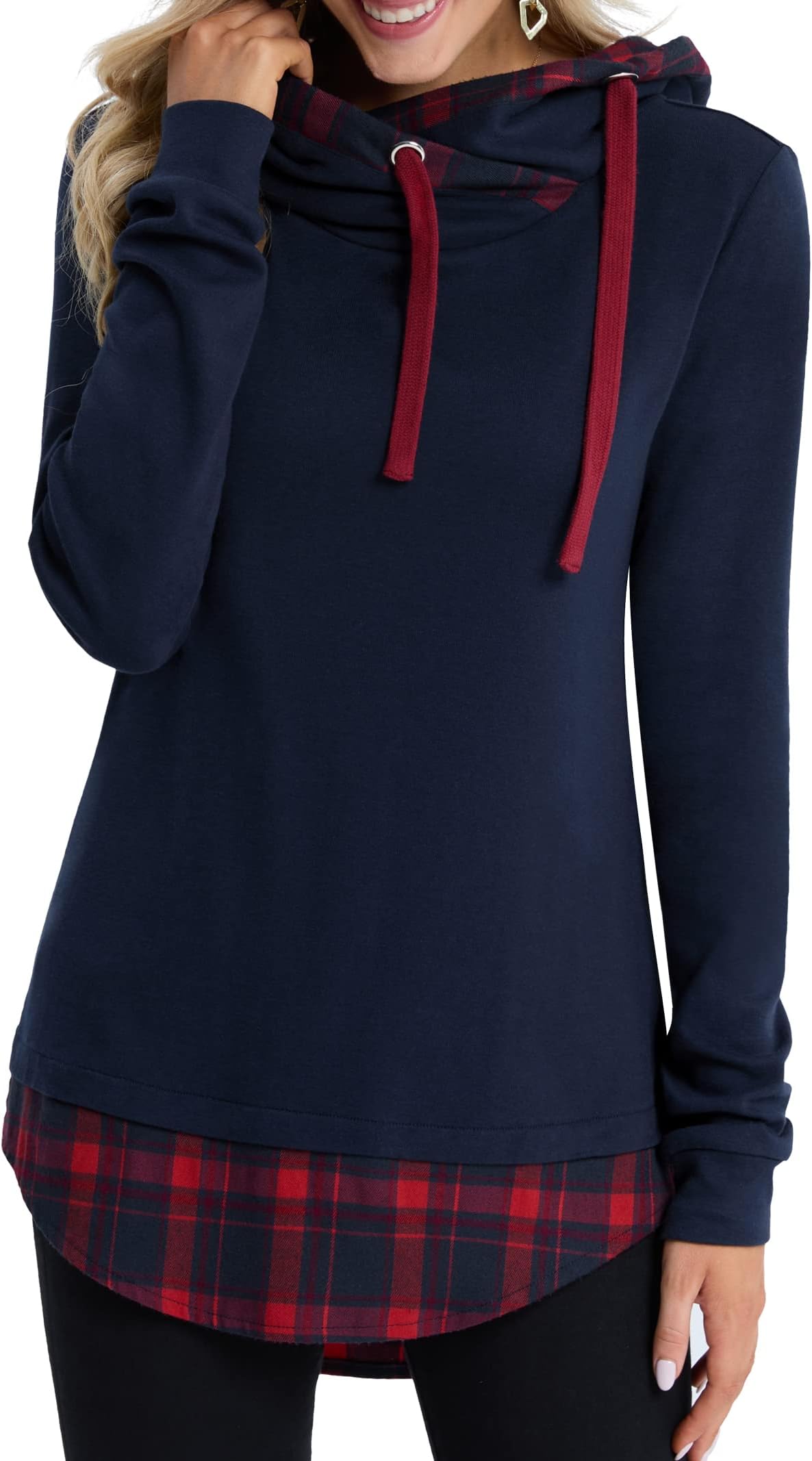 Hoodies for Women,DJT New Long Sleeve Sweatshirt Jersey Hooded Pullover Pullover Teen Girls Fall Y2K Clothes Navy XXL