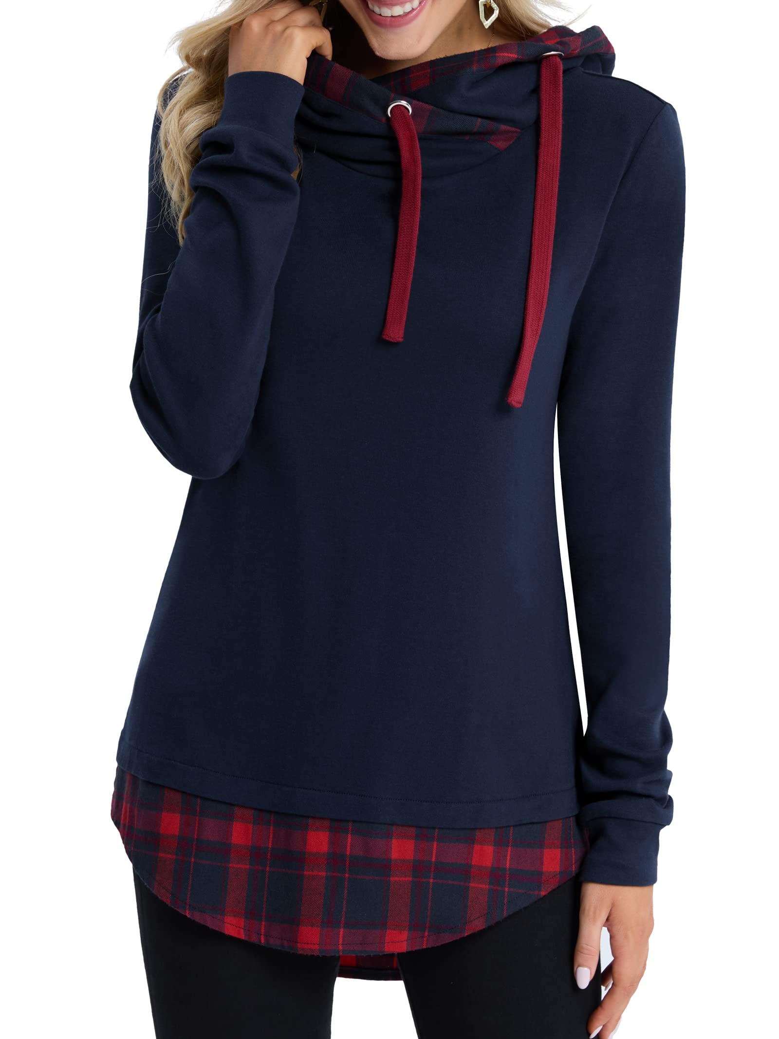 Hoodies for Women,DJT New Long Sleeve Sweatshirt Jersey Hooded Pullover Pullover Teen Girls Fall Y2K Clothes Navy XXL