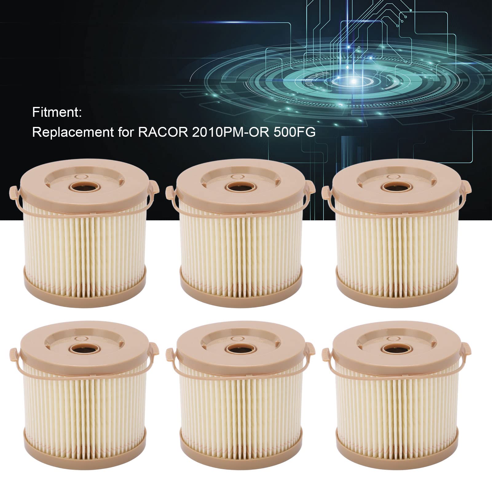 6 Pezzi Filtro Carburante, Elemento Separatore Acqua Filtro Carburante Sostituzione per RACOR 2010PM‑OR 500FG,filtro dell'aria