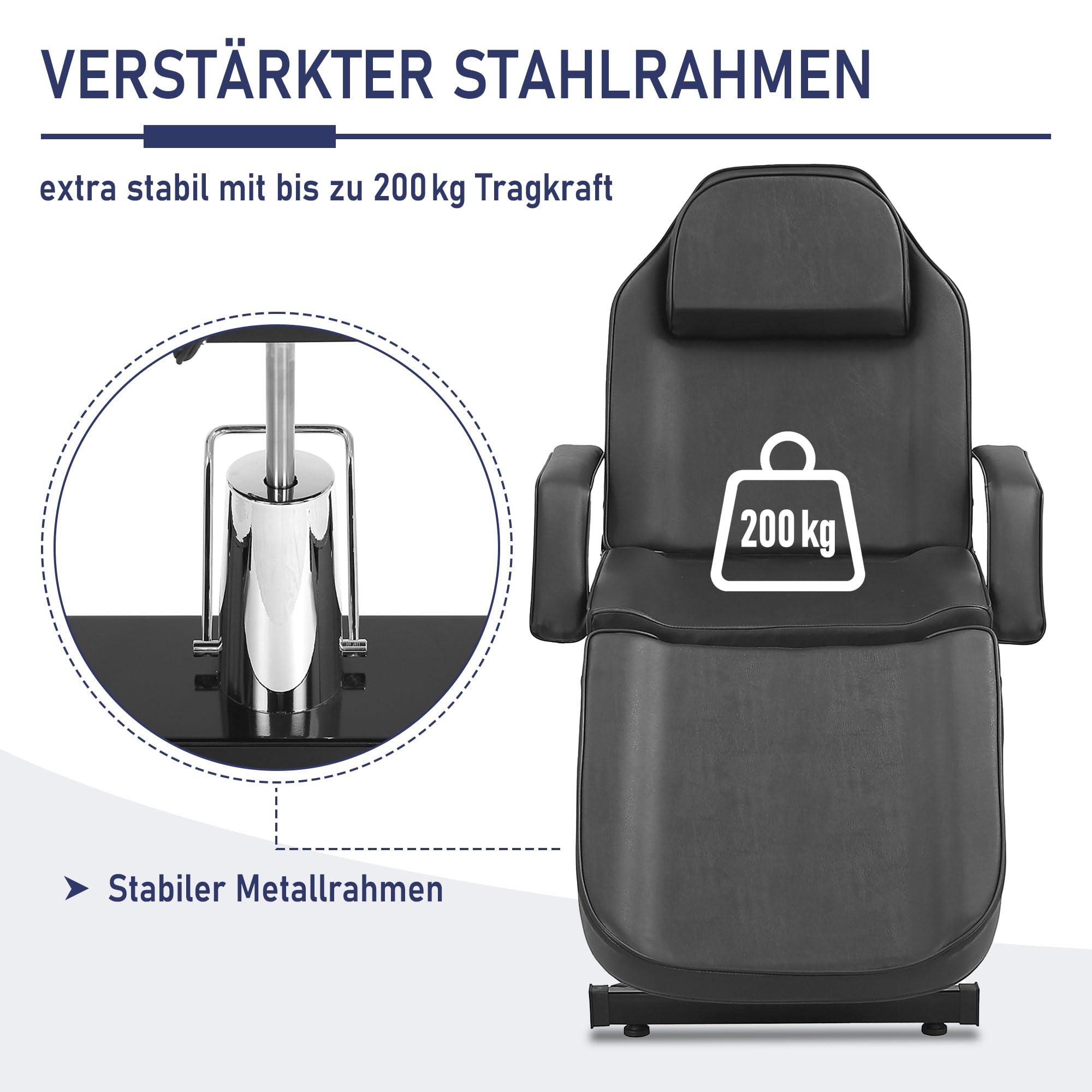 Tattoo-Stuhl 360° schwenkbare verstellbare Tattoo-Liege mit Hydraulikpumpe schwarz