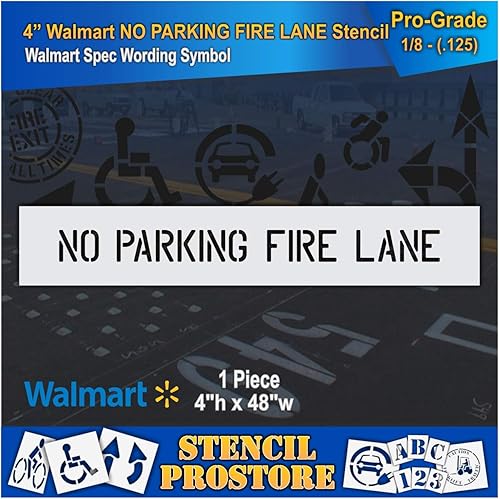 Walmart - Plantillas de carril sin incendios de estacionamiento de 4 pulgadas, 48 x 4 x 18 pulgadas (128 mil), grado profesional