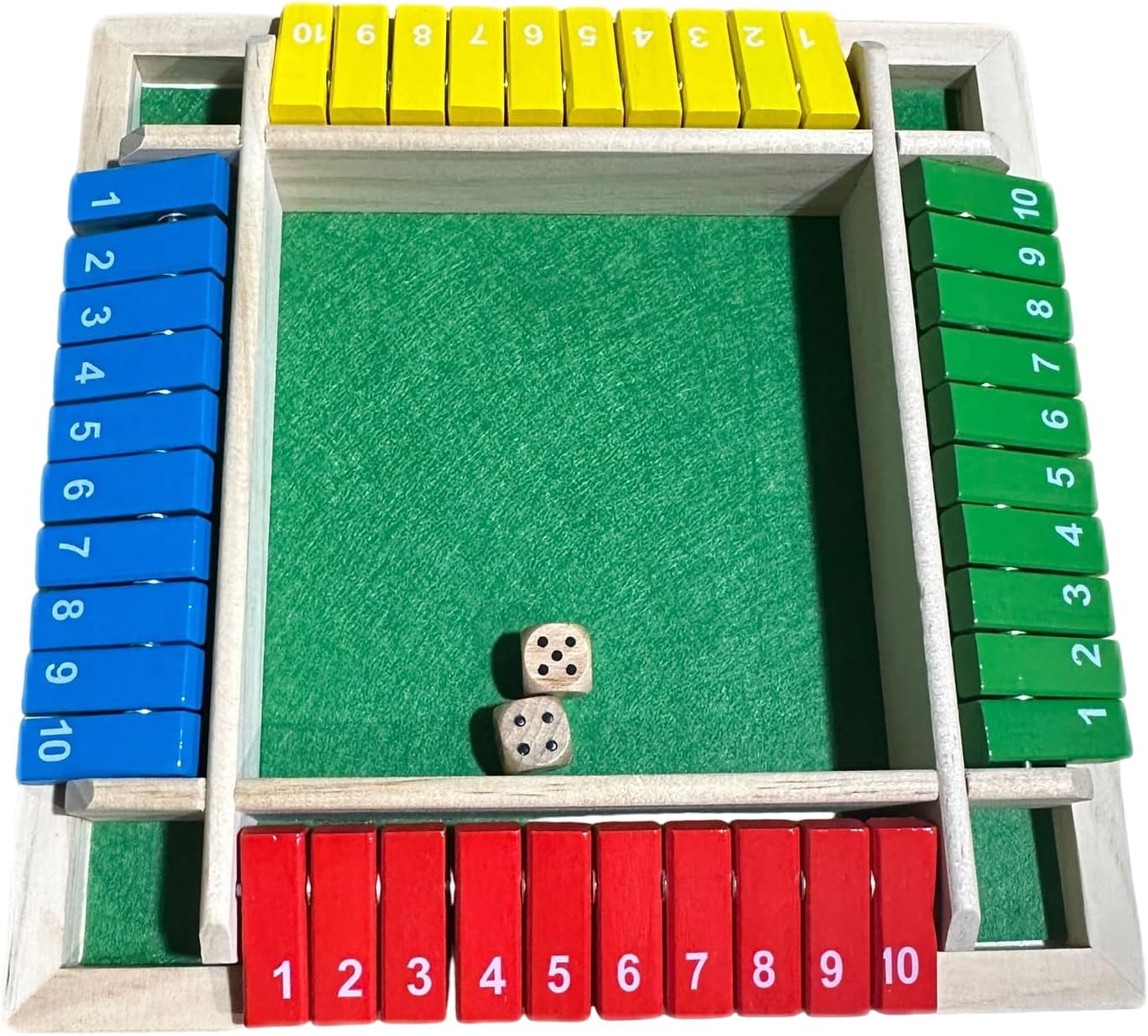 Shut The Box Game, Shut The Box-Wooden Dice Board Game, Four-Sided Flip Card Game Toys, Upgraded Wooden Dice Games for 2-4 Players, Improves Mathematical Skills, for Classroom, Home (Colorful) (2)