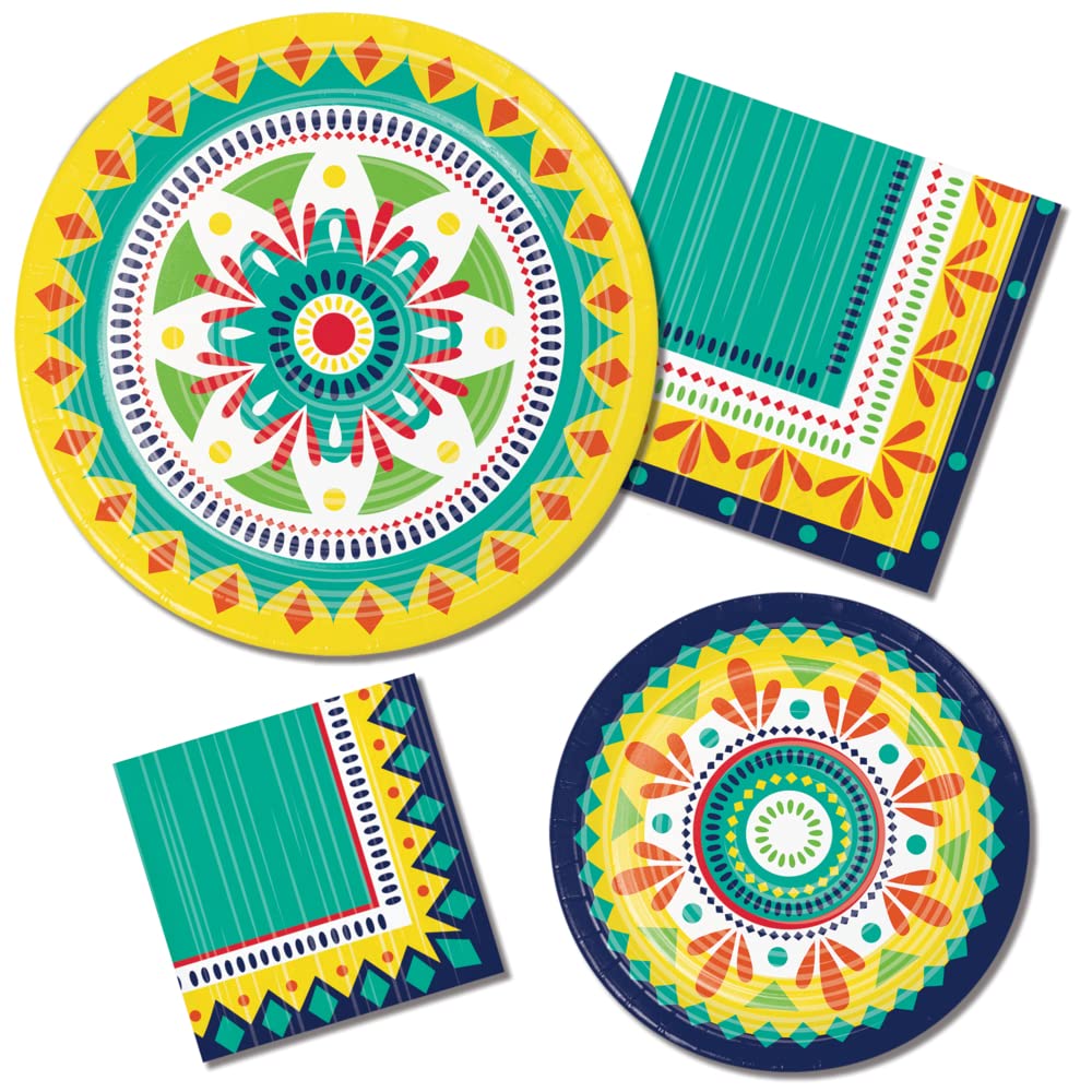 Fiesta Boho Vibe Spring Paper Plates And Napkins Set 16
