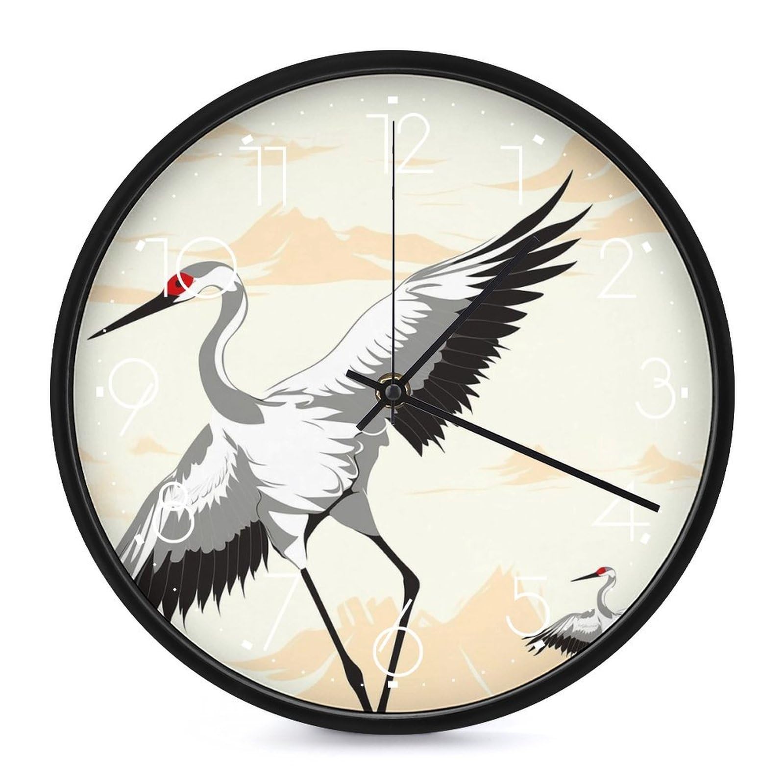 Horloge murale japonaise de 25,4 cm ronde et moderne pour le salon