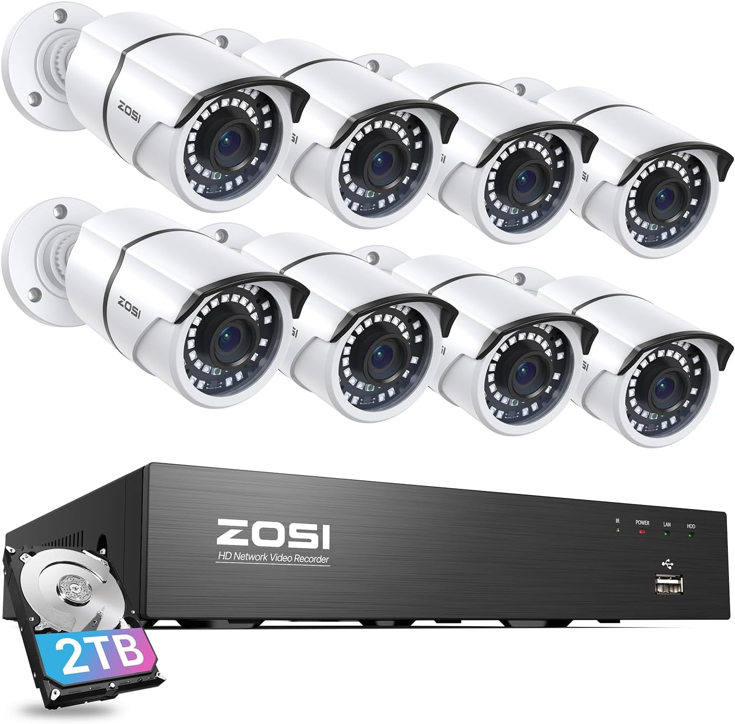 ZOSI H.265 8CH 5MP Lite DVR Enregistreur Vidéo Surveillance Avec 4pcs 1980TVL Caméra De Surveillance Extérieure IP66, 24pcs LEDs IR Contrôle à Distance Et Alerte Instantanée, Sans Disque Dur - Foto 7