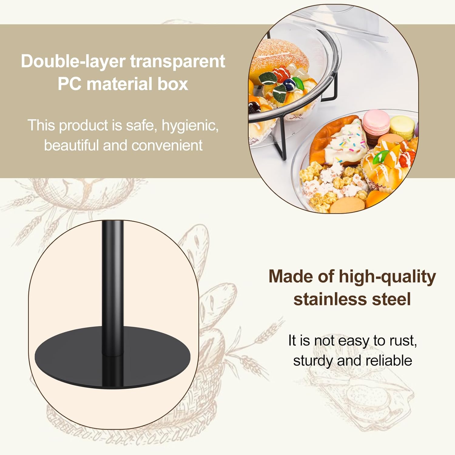 Black Metal Food Sample Display Stand, Food Tasting Station with Toothpick Holder and Rubbish Bin for Supermarkets, Bakeries and Other Food Shop