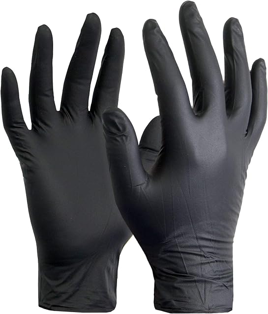 Large 100 Black Nitrile Powder Free Medical Tattoo Mechanic Rubber Gloves