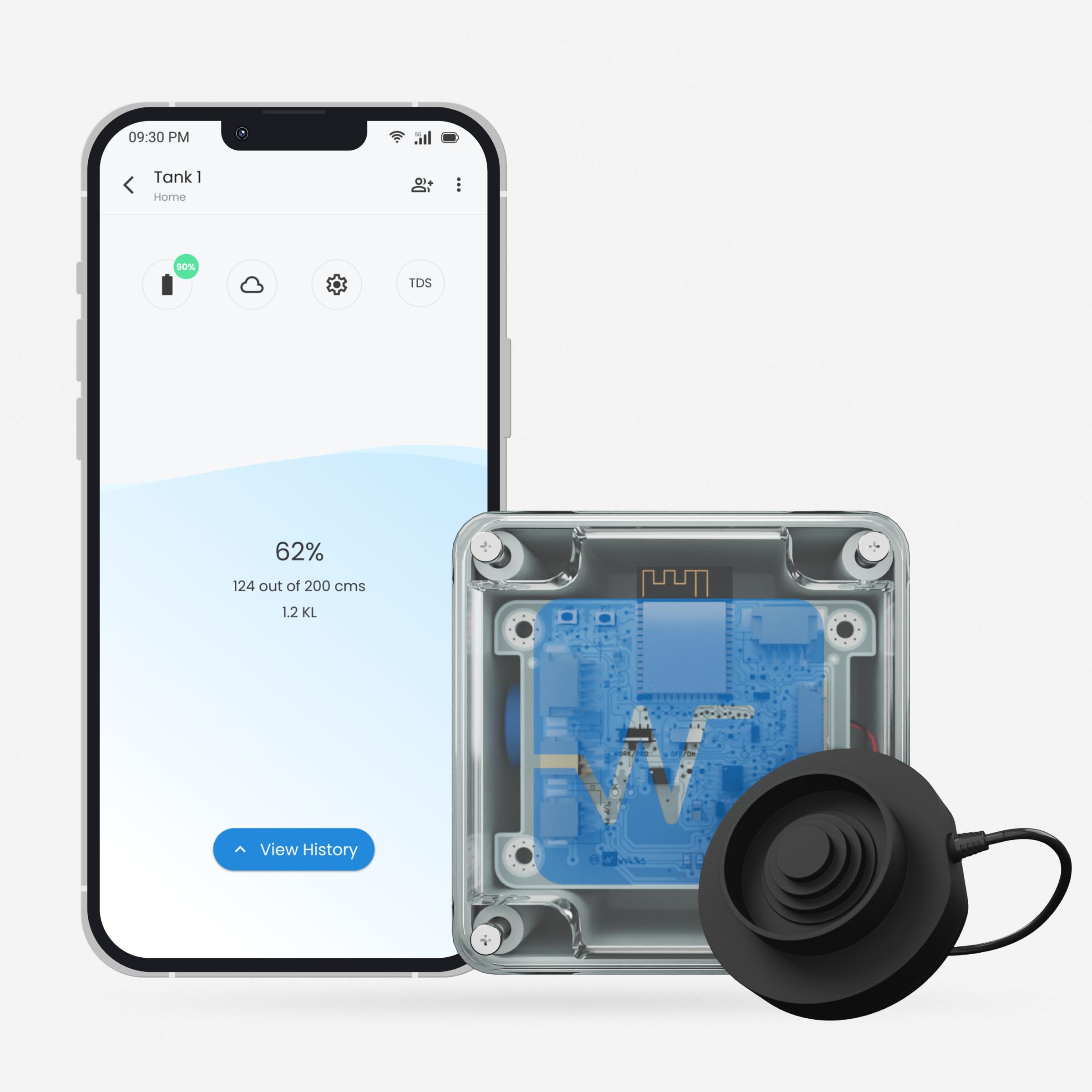 A - Water Level Indicator for Tank | Smart Wireless | WiFi Based Water Level Sensor | Mobile app Based | Compatible with All Types of Water Tanks. | Monitor from Anywhere in The World.-image-3