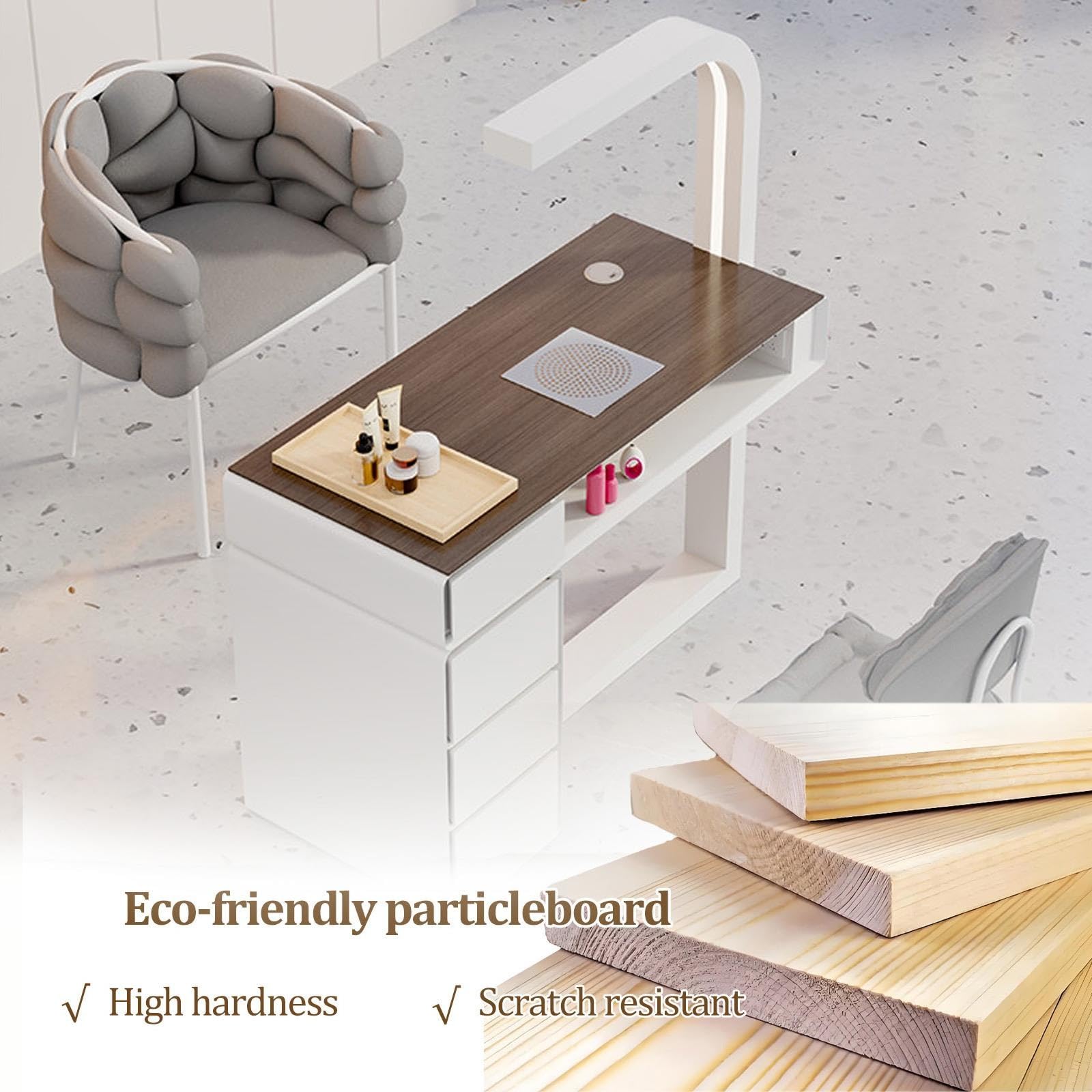 Tavolo per manicure moderno, scrivania 2 ripiani in legno per onicotecniche