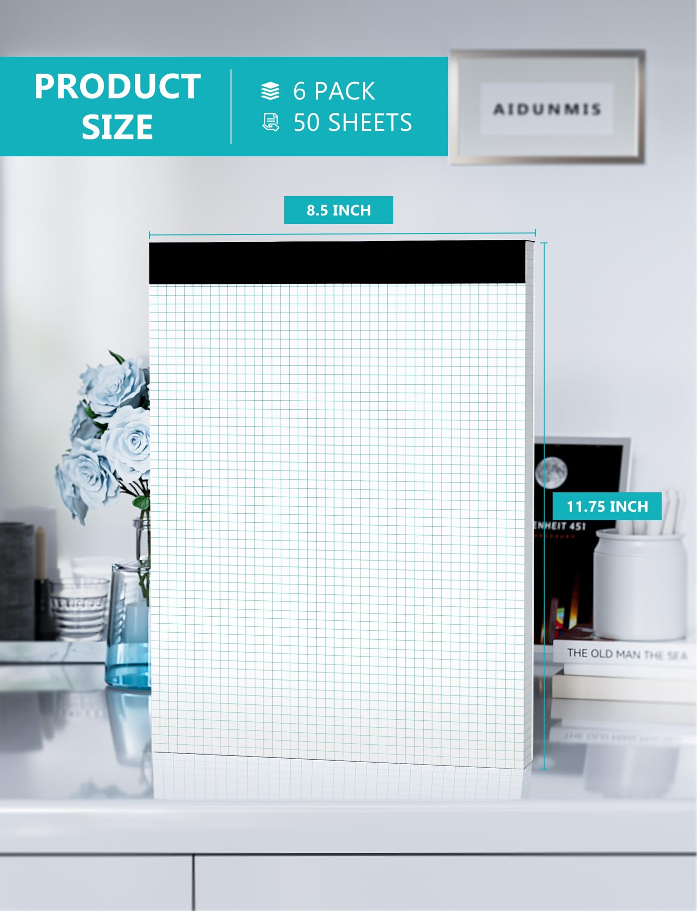 Snapklik.com : Graph Paper Pads 8.5 X 11 Grid Paper 6 Pack White ...