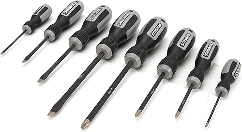 Steelman Juego de destornilladores de punta de diamante de 8 piezas, variedad de tamaños ranurados y Phillips, puntas magnetizadas, acero duradero,