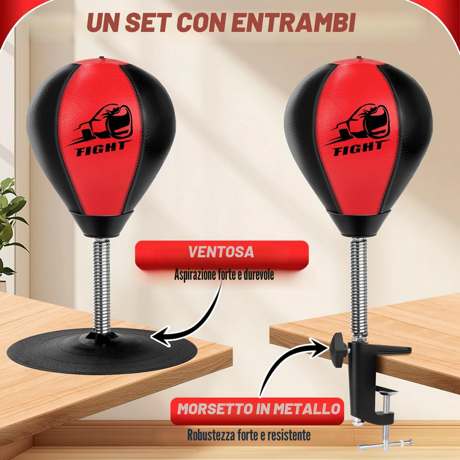 NZQXJXZ Sacco da Boxe da Tavolo, Punching Ball con Ventosa Super Forte e Morsetto da Scrivania per Tavolo da Ufficio e Banconi, Regalo Divertente per Amici o Colleghi