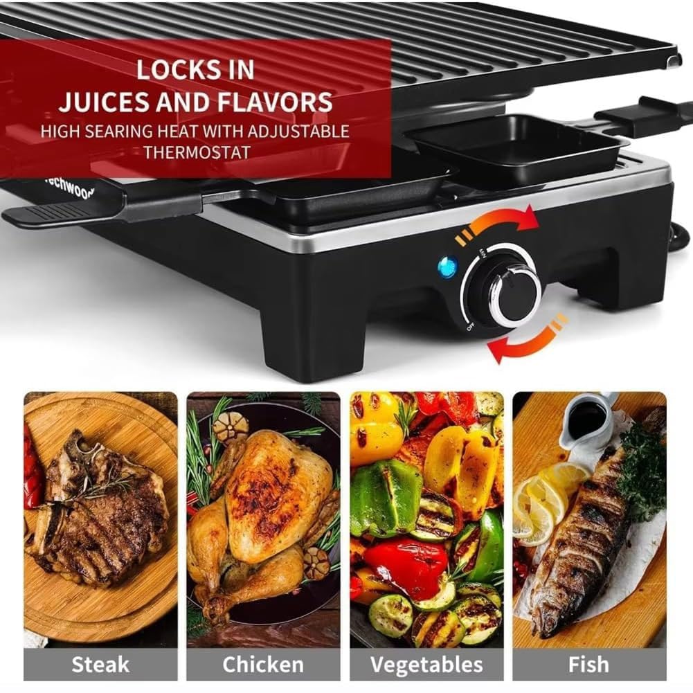 Gril de table à raclette électrique,gril électrique d'intérieur coréen,plaque de gril antiadhésive 2 en 1 amovible,chauffage rapide 1500W avec 8 poêles à fromage,for les fêtes et le plaisir en famille