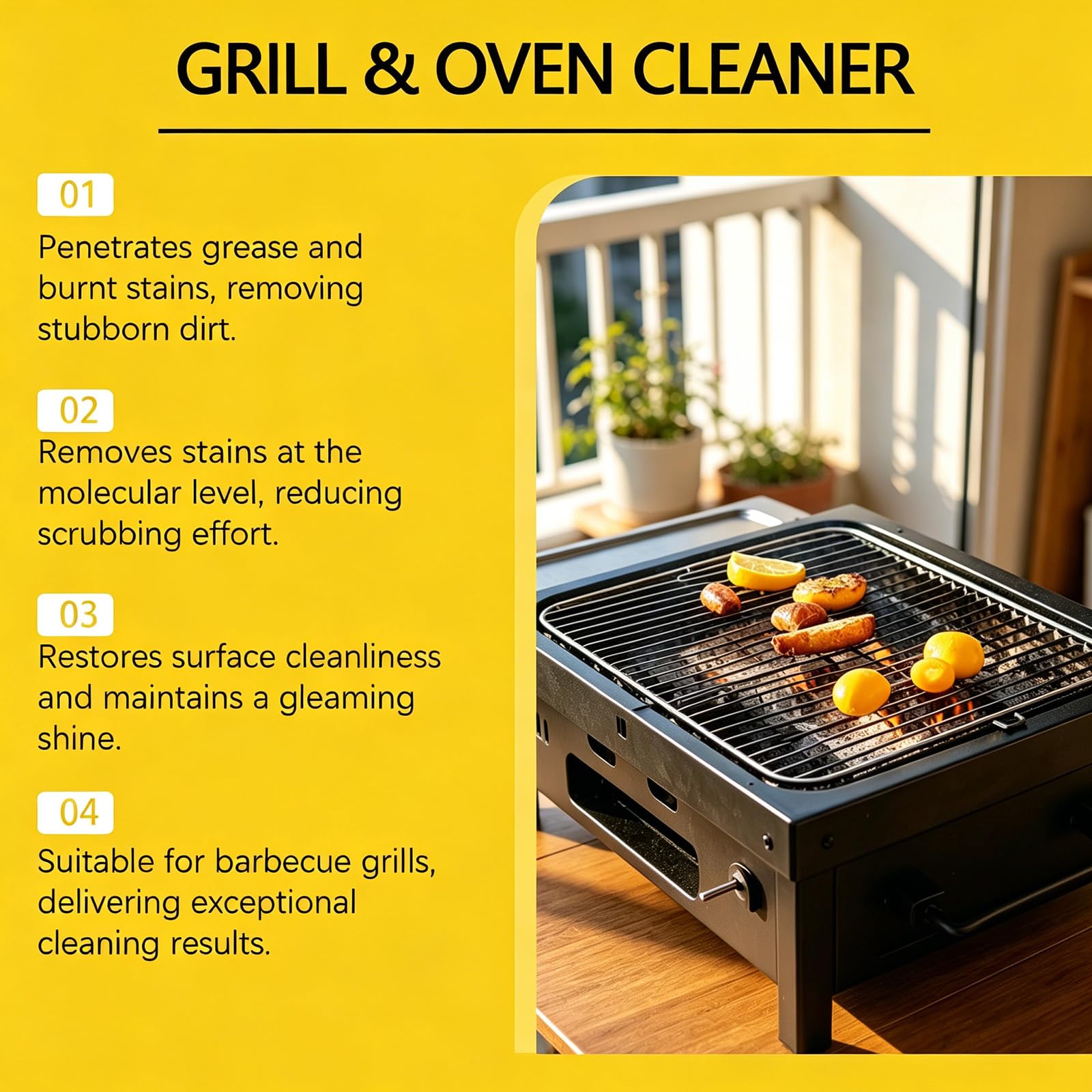 Grill & BBQ Cleaner Spray - Hochleistungs-Entfetter für Outdoor-Roste, Spieße & Kochgeschirr, entfernt gebackenes Fett & Lebensmittel, Mehrflächen-Kücheneinsatz (5PCS)