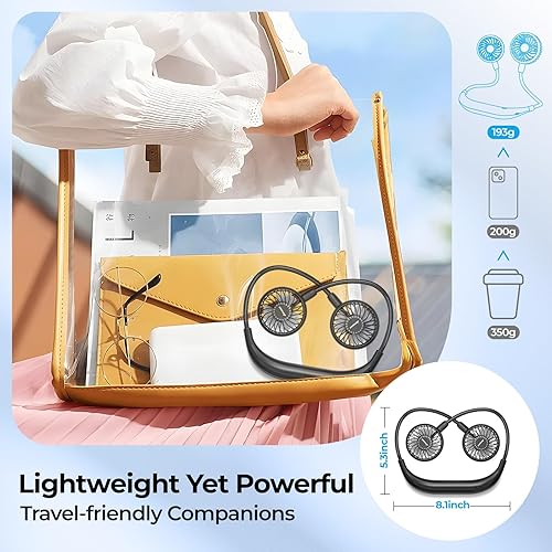 Vista 5 de AMACOOL 2600mAh Portable Neck Fan, Wearable Hands-Free Battery Operated with Ultra Quite & Strong Wind, 360° Adjustable Personal Fan Gifts for Hot
