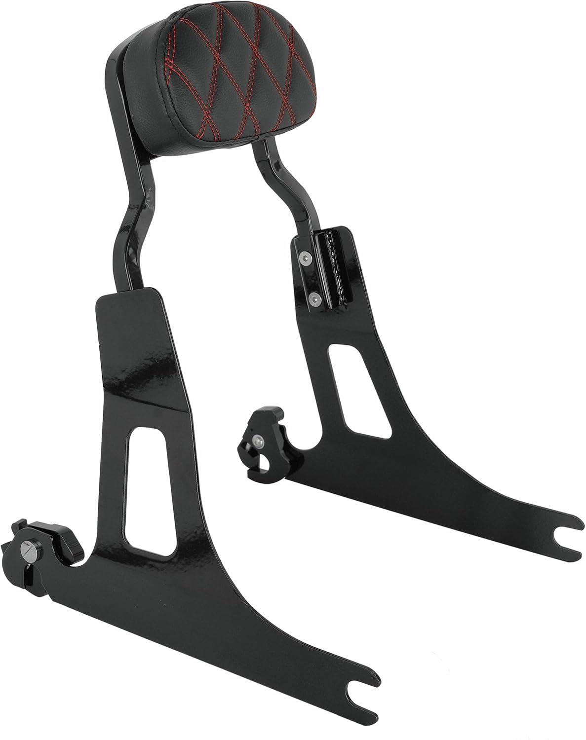 SWESGI Sissy Bars Fits for Harley 2006-2017 Dyna Street Bob FXD FXDB FXDL FXDLS Black Detachable Passenger Backrest Lattice Stitch Pad (RED)