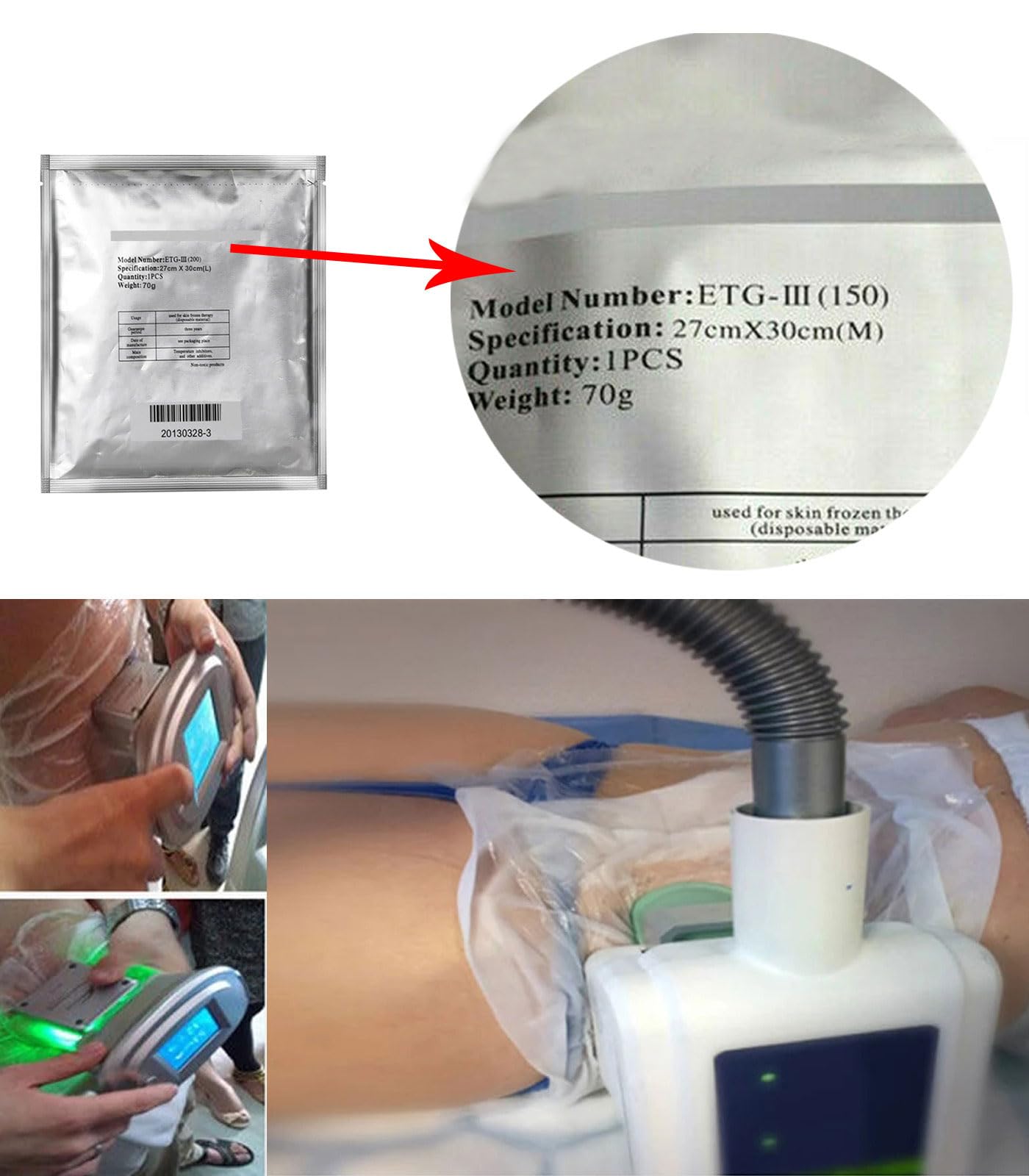 Membrana Antifreeze per il congelamento dei grassi, cuscinetti antigelo, grandi dimensioni, confezione da 14 per la criolipolisi (34 x 42 cm, 110 g)