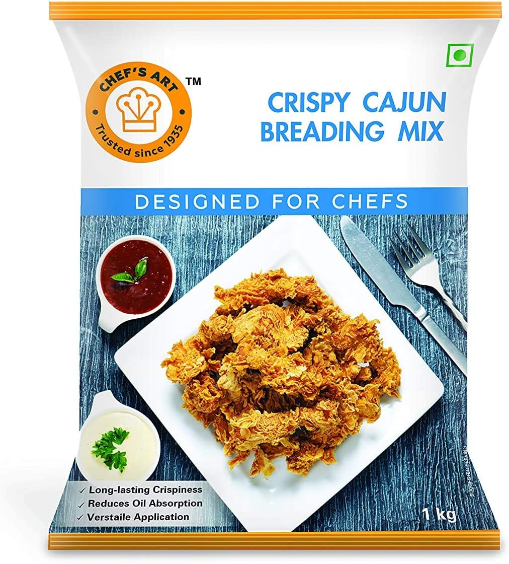 india Chef's Art Crispy Cajun Breading Mix - 1 Kg|Spicy & Crunchy Coating for Fried Chicken,Fish,Paneer & Vegetables|Restaurant-Style Cajun Seasoning Coating Mix|No MSG,Vegetarian