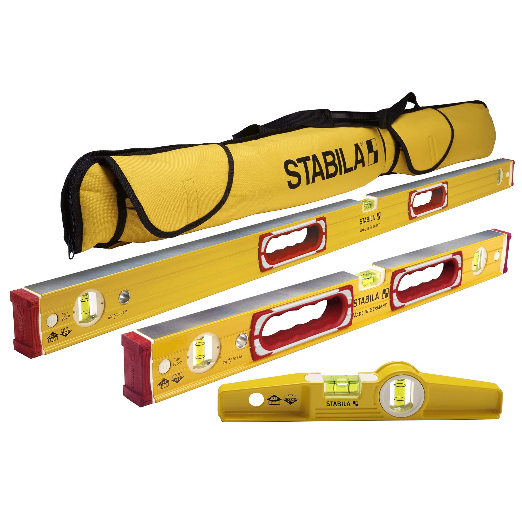Stabila Classic 196 3 Level Set Includes 48"/24"/25100 Torpedo and 30015 Case