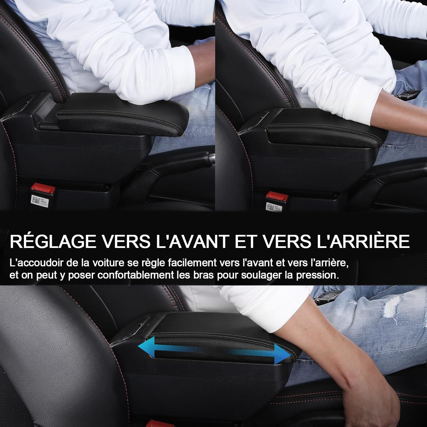 Pour Peugeot Partner tepee Accoudoirs Boîte de rangement centrales Consoles main avec porte gobelets nori