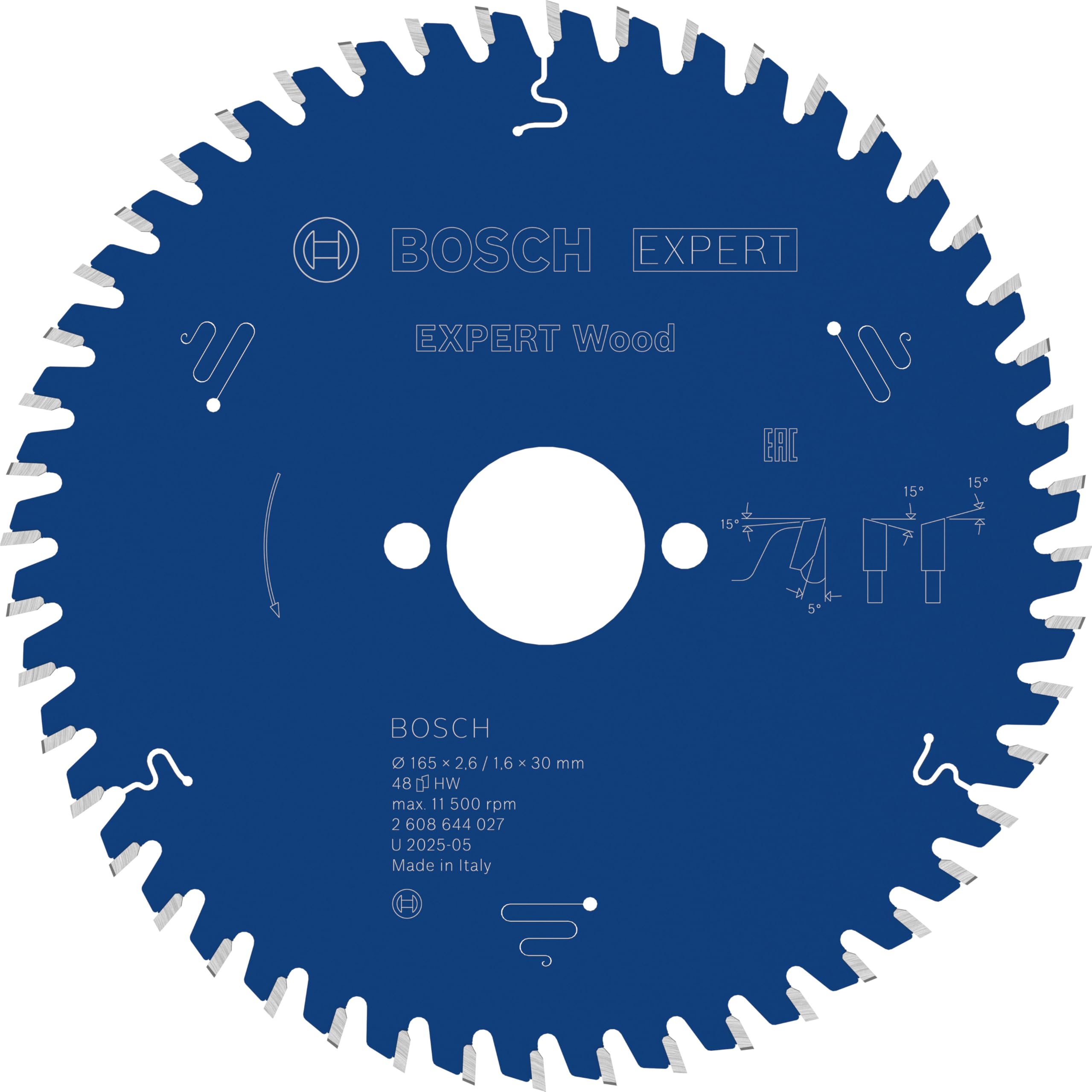 Bosch 1x Lame de scie circulaire filaire EXPERT Wood (pour Bois résineux, Bois dur, Ø mm, Professional Accessoire Scies circulaires portatives filaires)
