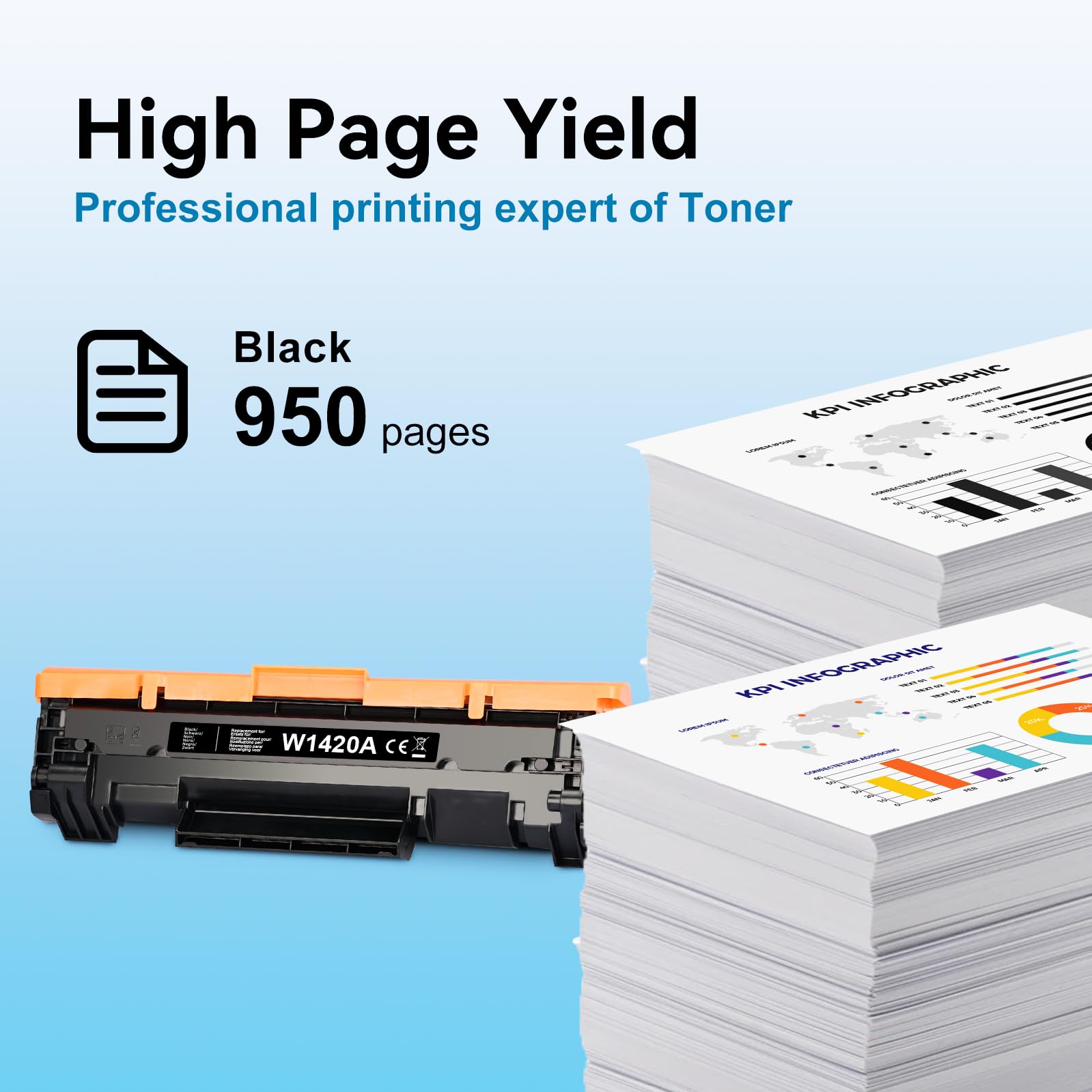 Tóner de Repuesto HP 142A W1420A para LaserJet Pro M110w M110 M110we MFP M140w M140 M140we M139w M139we M139 (1 Negro)