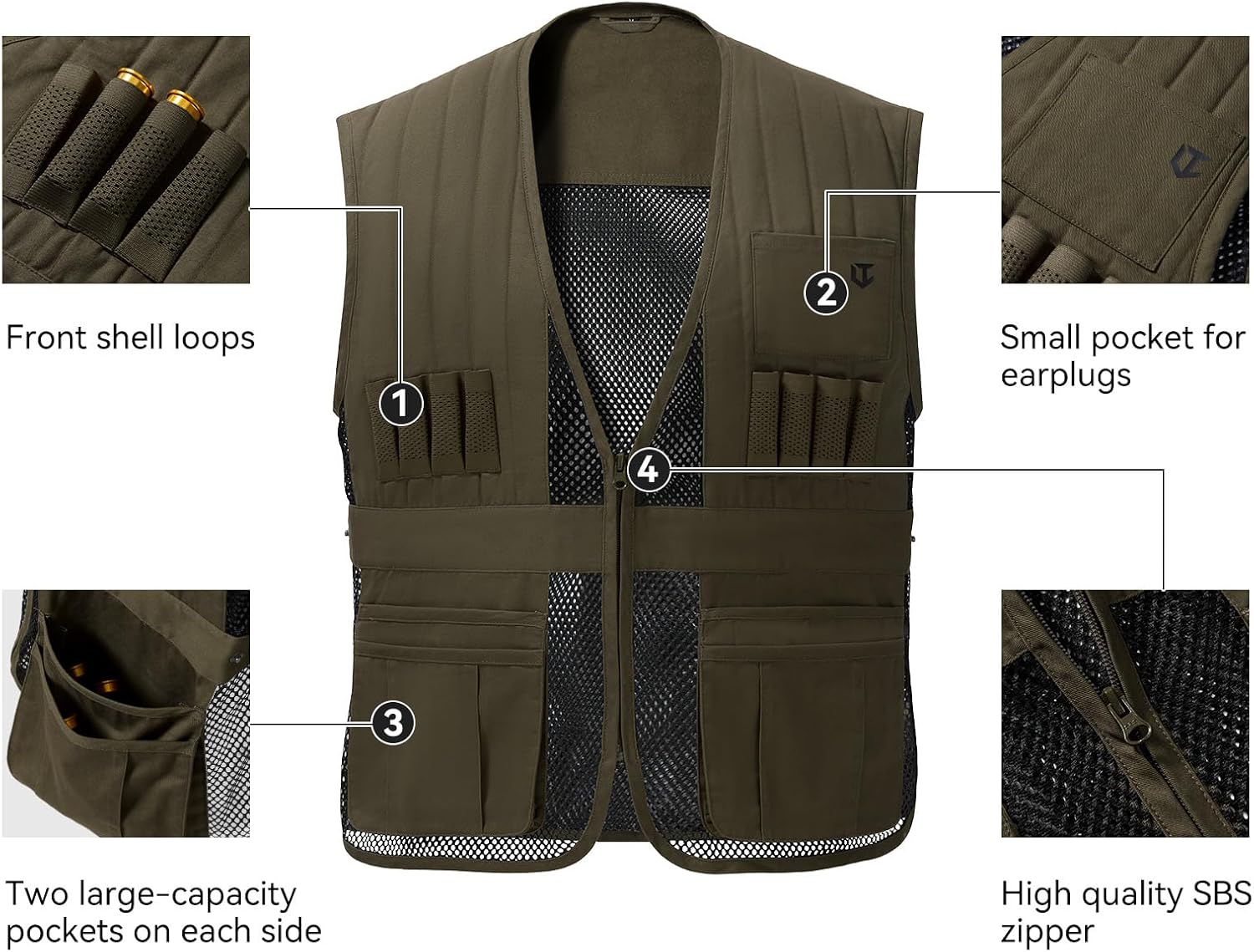 Unisex Tactical Shooting Range Vest Breathable with Movable Shoulder Pad for Skeet Trap Clay Shooting - Image 3