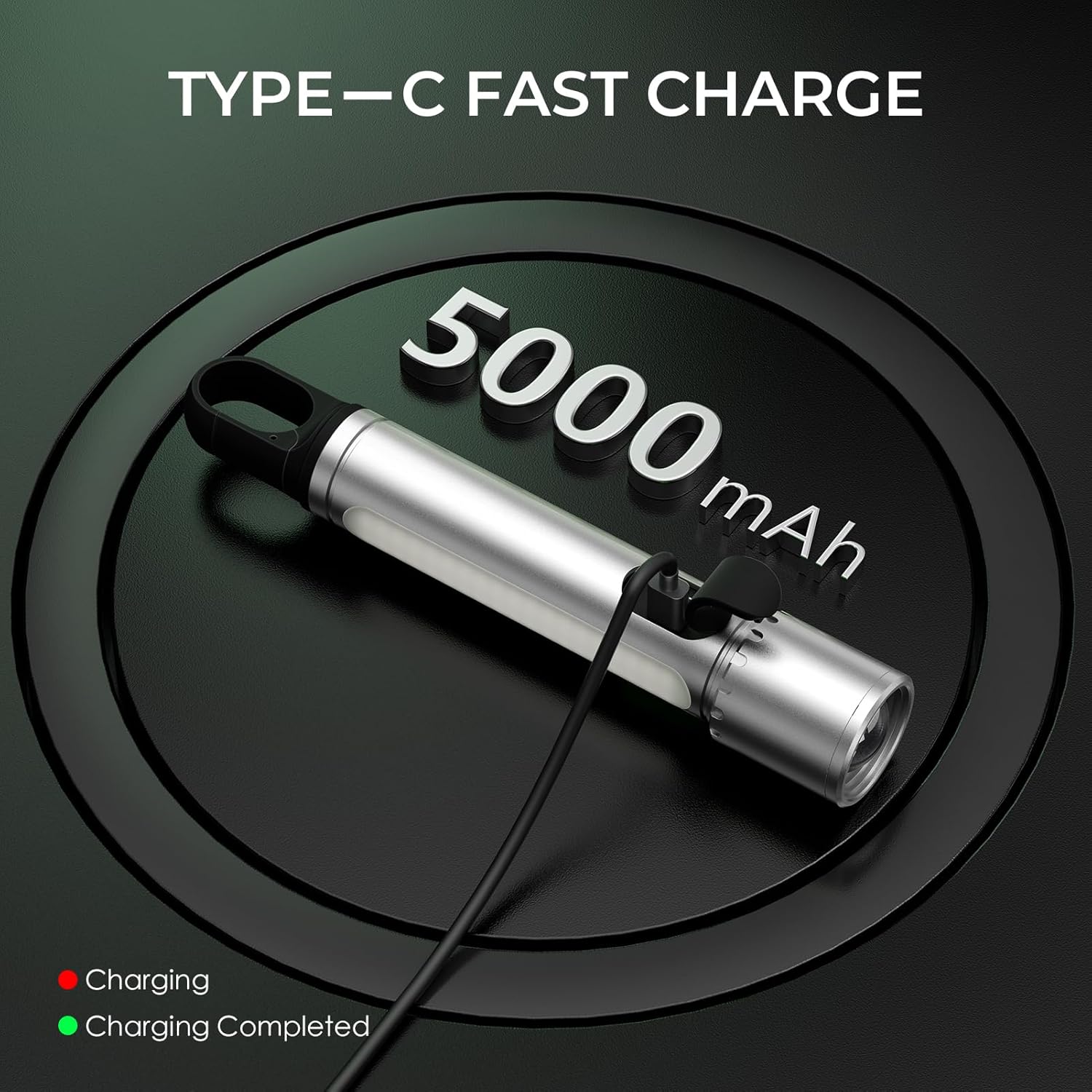 Magnetic Flashlight Rechargeable,2000LM 5000mAh Flashlights High Lumens with 18 Modes,Waterproof, Adjustable,Powerful Flash Light,Multi-Flashlights for Home,Car,Hiking,Camping (1, Silver)