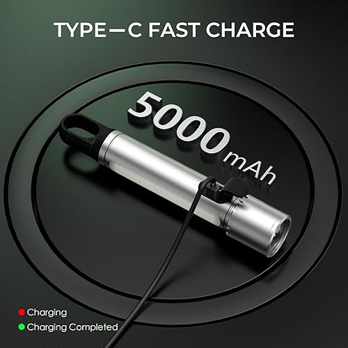 Miniatura 5 de Linterna magnética recargable, 2000 lúmenes, 5000 mAh, linternas de alto lúmenes con 18 modos, impermeable, ajustable, potente luz de flash,