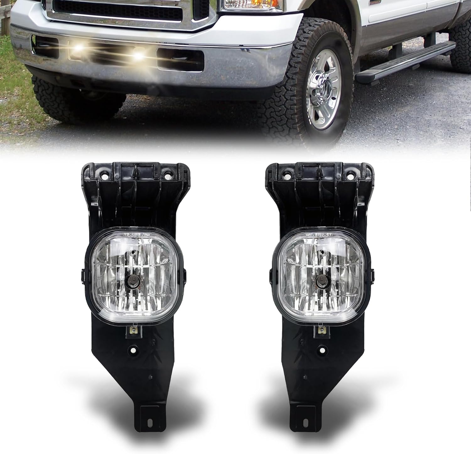 Shocklight Fog Lights fit for 2005 2006 2007 F250 F350 F450 F550 super duty & 2005 Excursion, Front Bumper Driving Fog Lamps with H10 12V 42W Halogen Bulbs- Clear Lens