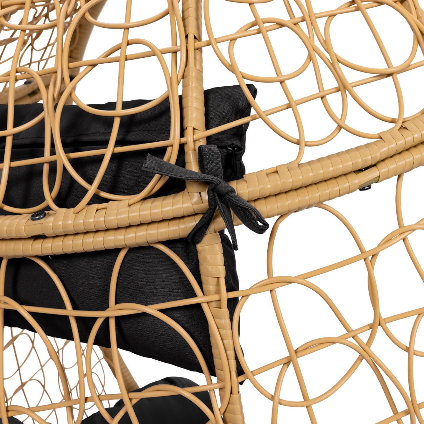 IDMarket - Fauteuil Oeuf Suspendu ajouré Effet rotin avec Coussin Noir