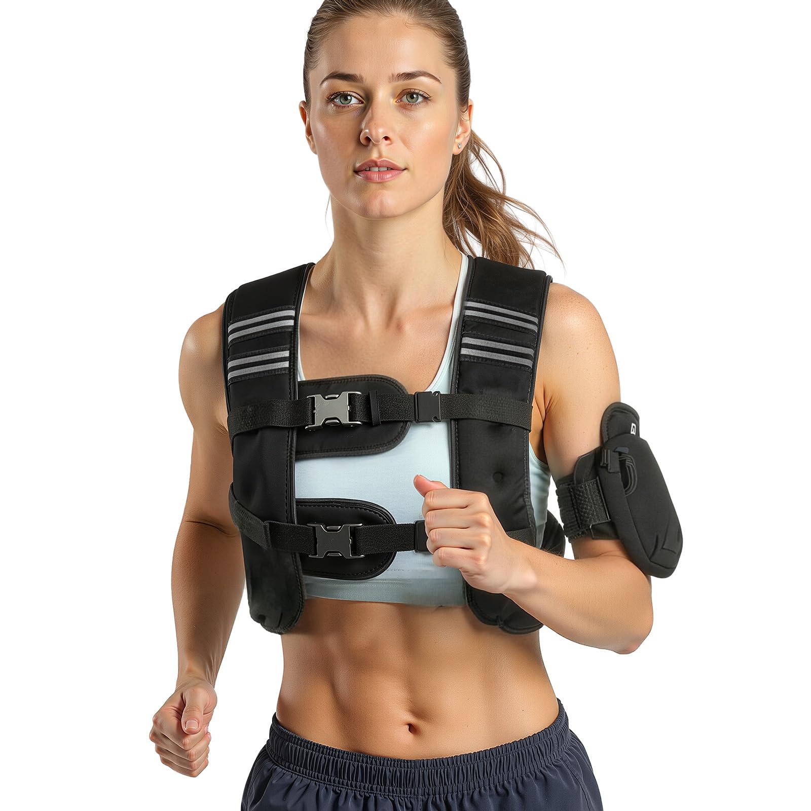 VEVOR Giubbotto con Pesi 5,54kg, Giubbotto con Pesi Fibbia Regolabile, Spalline e Striscia Riflettente per Allenamento Fisico, Attrezzatura da Allenamento Bodybuilding, Corsa, Jogging Fitness, Nero