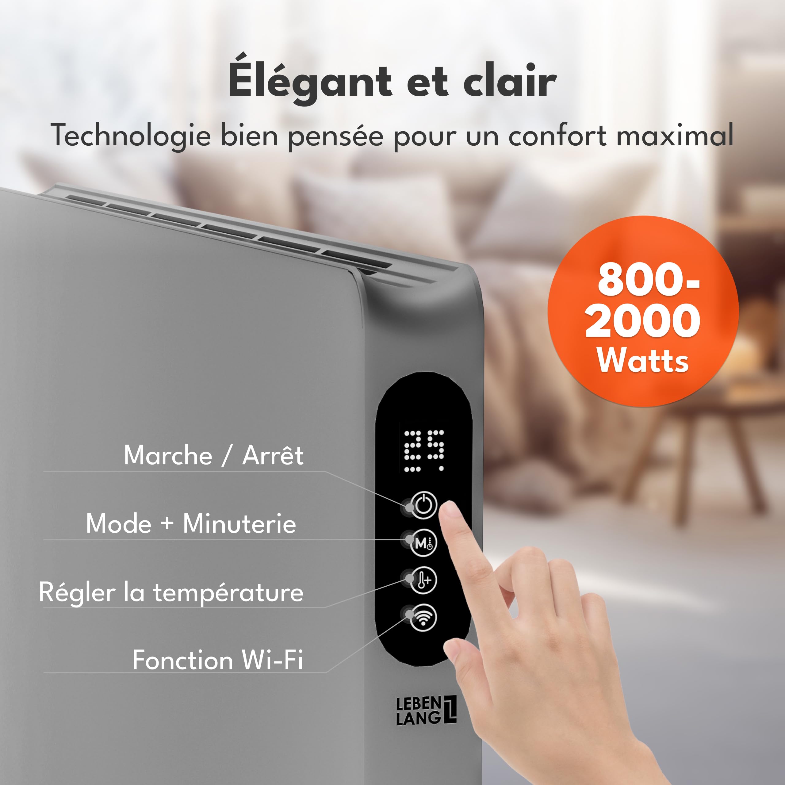 LEBENLANG 2000W Radiateur Electrique economique d'énergie – Avec WiFi