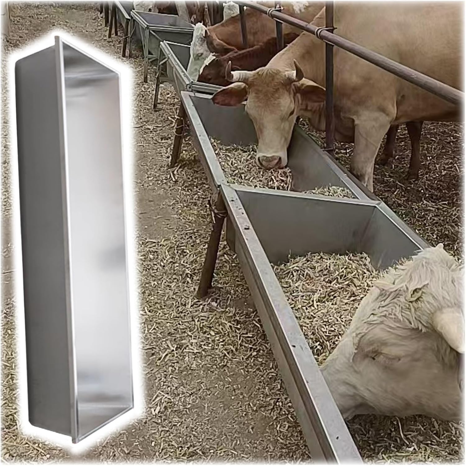AMUFJJ Heavy Duty Cattle Trough Feeder, Outdoor Livestock Waterers & Food Troughs Bowl for Farm/Yards/Horse Stables/Pasture, Open Feeding Trough50cm 19 7/10"