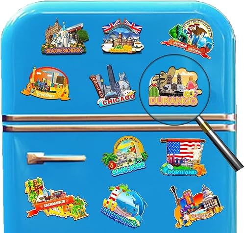 Miniatura 4 de Durango - Imán de madera para nevera, diseño de México, 3D, recuerdos coleccionables, decoración hecha a mano, 2301