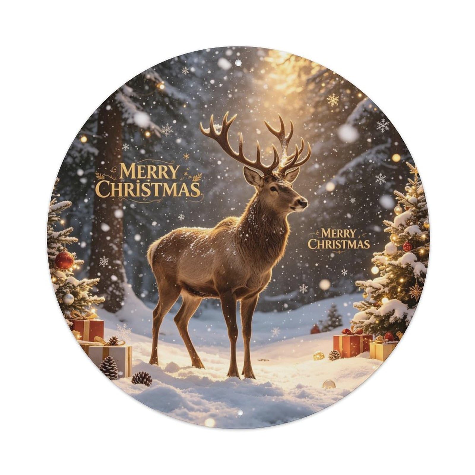 Christmas Reindeer In Snow Metal Tin Sign Plaque